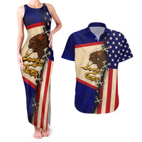 American Samoa Flag Day Couples Matching Tank Maxi Dress and Hawaiian Shirt Polynesian Tribal Pattern LT05 Blue - Polynesian Pride