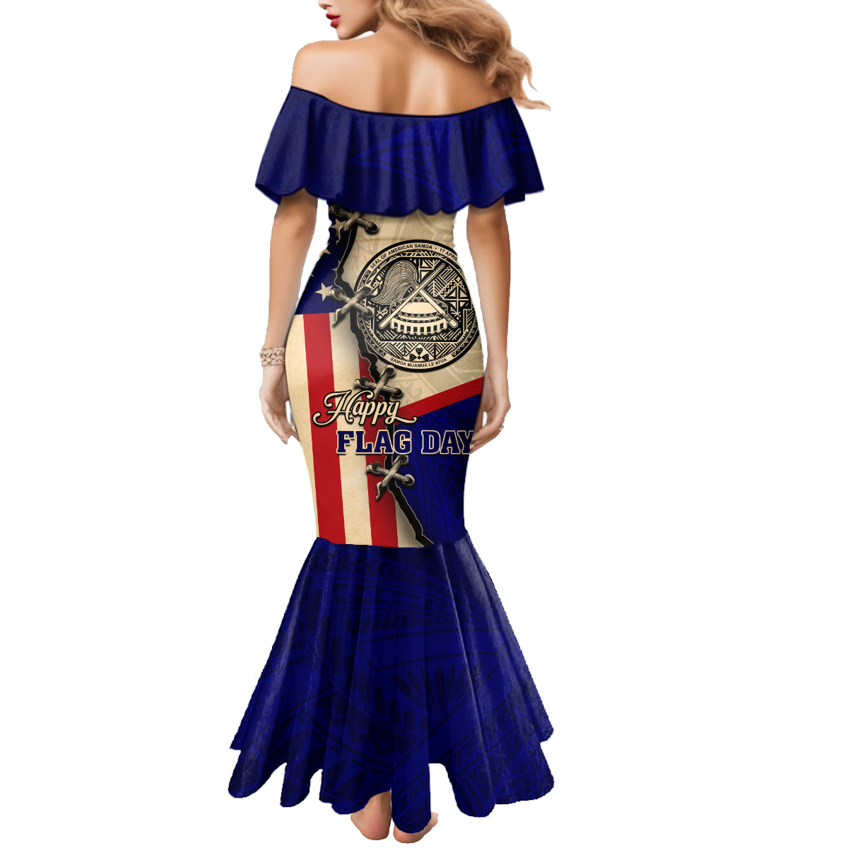 American Samoa Flag Day Family Matching Mermaid Dress and Hawaiian Shirt Polynesian Tribal Pattern LT05 - Polynesian Pride
