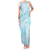 Polynesia Dolphins Under The Sea Family Matching Tank Maxi Dress and Hawaiian Shirt Simple Style LT05 Mom's Dress Baby Blue - Polynesian Pride
