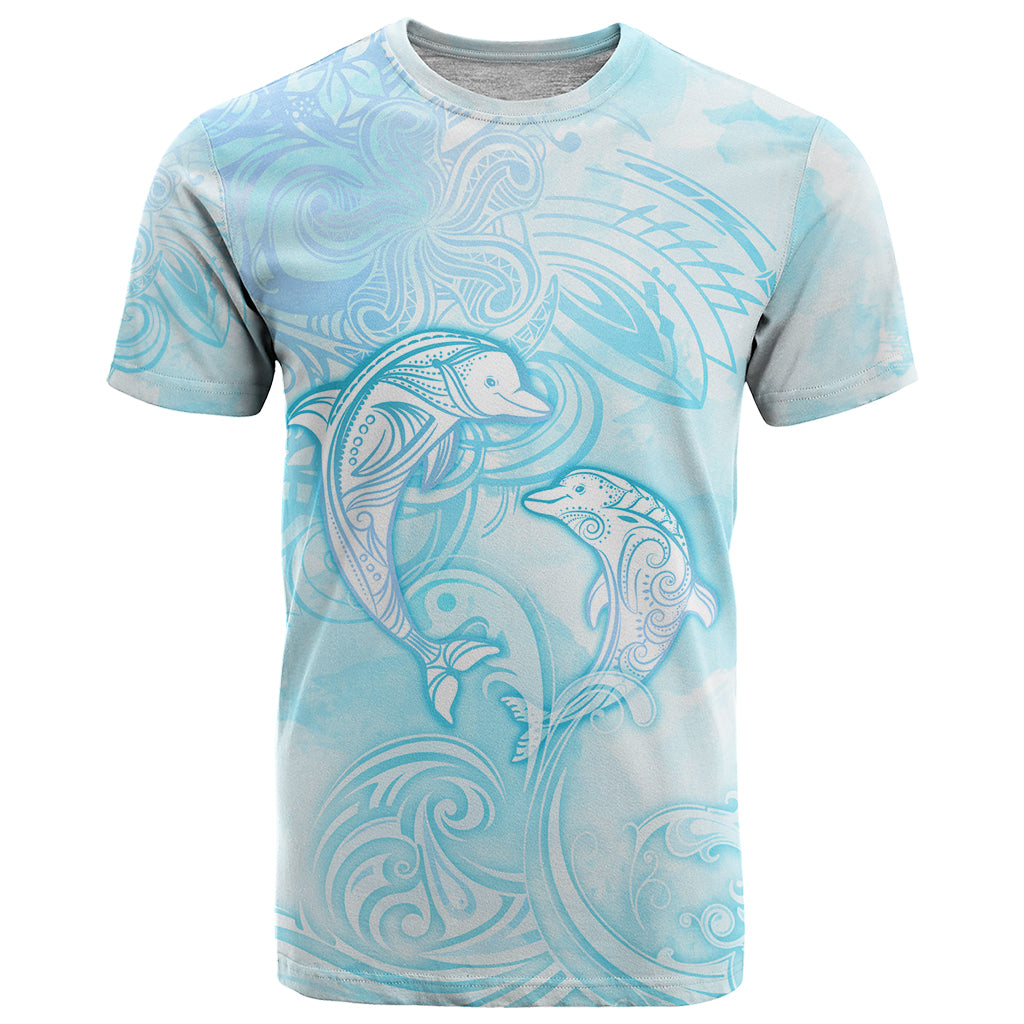 Polynesia Dolphins Under The Sea T Shirt Simple Style LT05 Baby Blue - Polynesian Pride