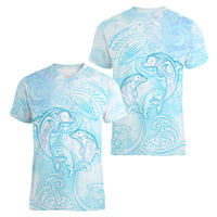 Polynesia Dolphins Under The Sea Women V Neck T Shirt Simple Style LT05 - Polynesian Pride