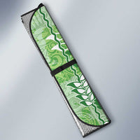 Green Hawaii Tapa Pattern Auto Sun Shade With Heliconia Vintage Style