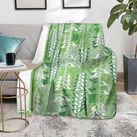 Green Hawaii Tapa Pattern Blanket With Heliconia Vintage Style