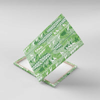 Green Hawaii Tapa Pattern Canvas Wall Art With Heliconia Vintage Style