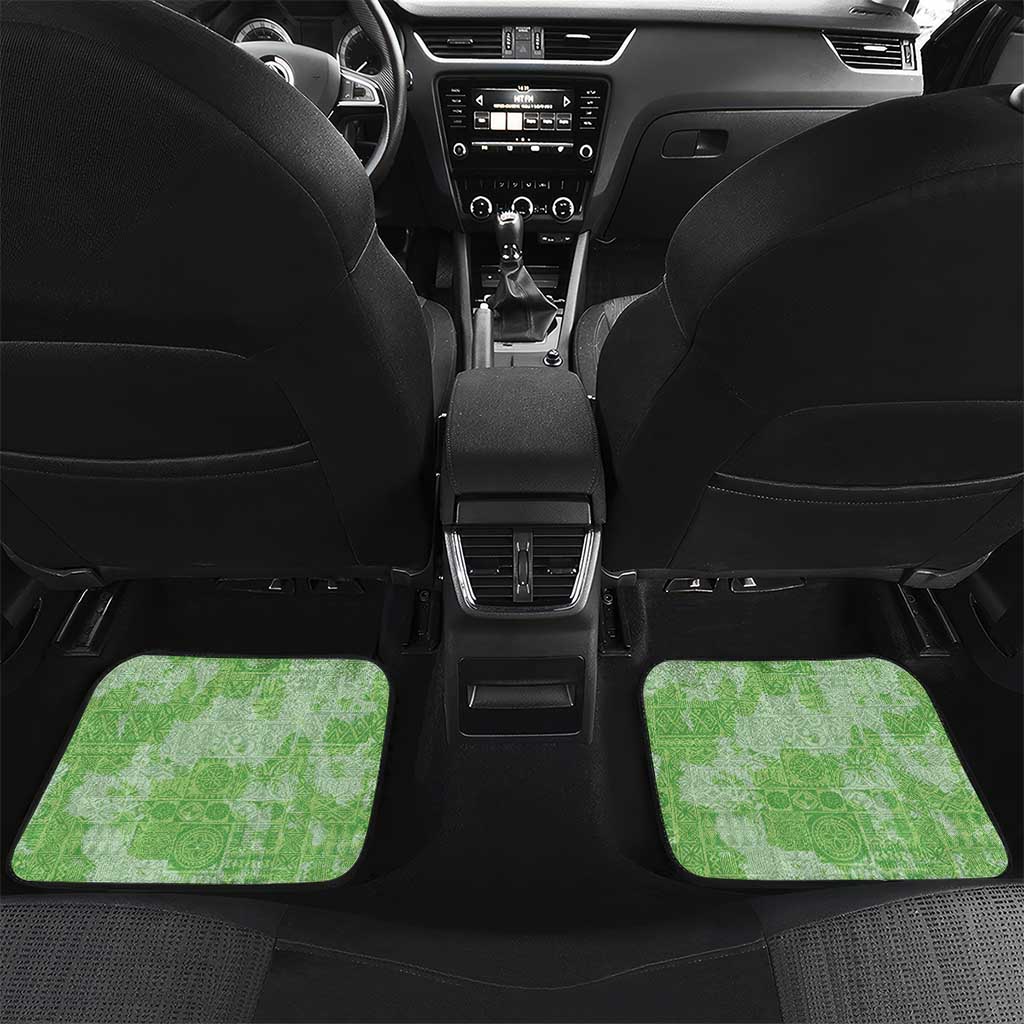 Green Hawaii Tapa Pattern Car Mats With Heliconia Vintage Style