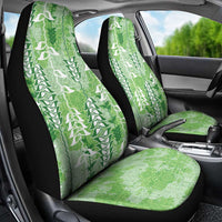 Green Hawaii Tapa Pattern Car Seat Cover With Heliconia Vintage Style