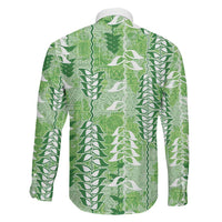 Green Hawaii Tapa Pattern Family Matching Off Shoulder Short Dress and Hawaiian Shirt With Heliconia Vintage Style LT05 - Polynesian Pride