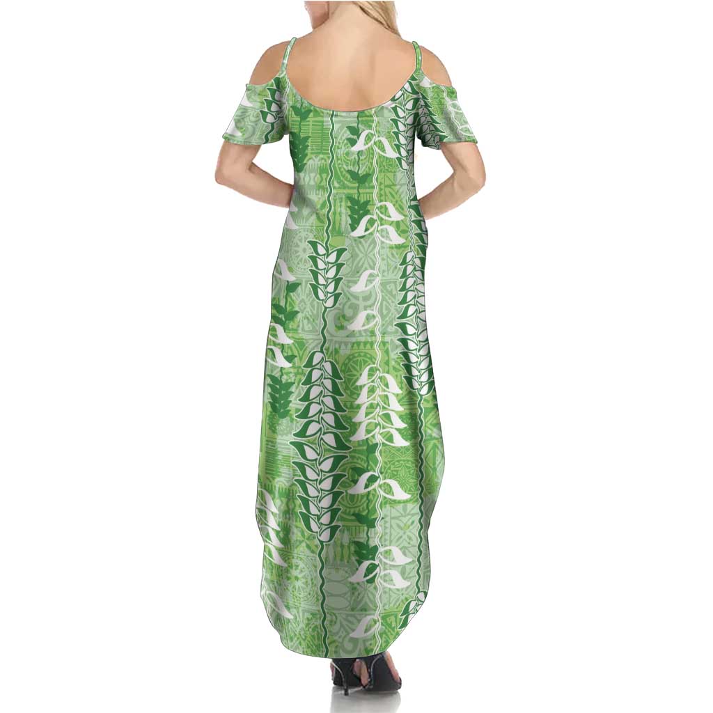 Green Hawaii Tapa Pattern Family Matching Summer Maxi Dress and Hawaiian Shirt With Heliconia Vintage Style LT05 - Polynesian Pride