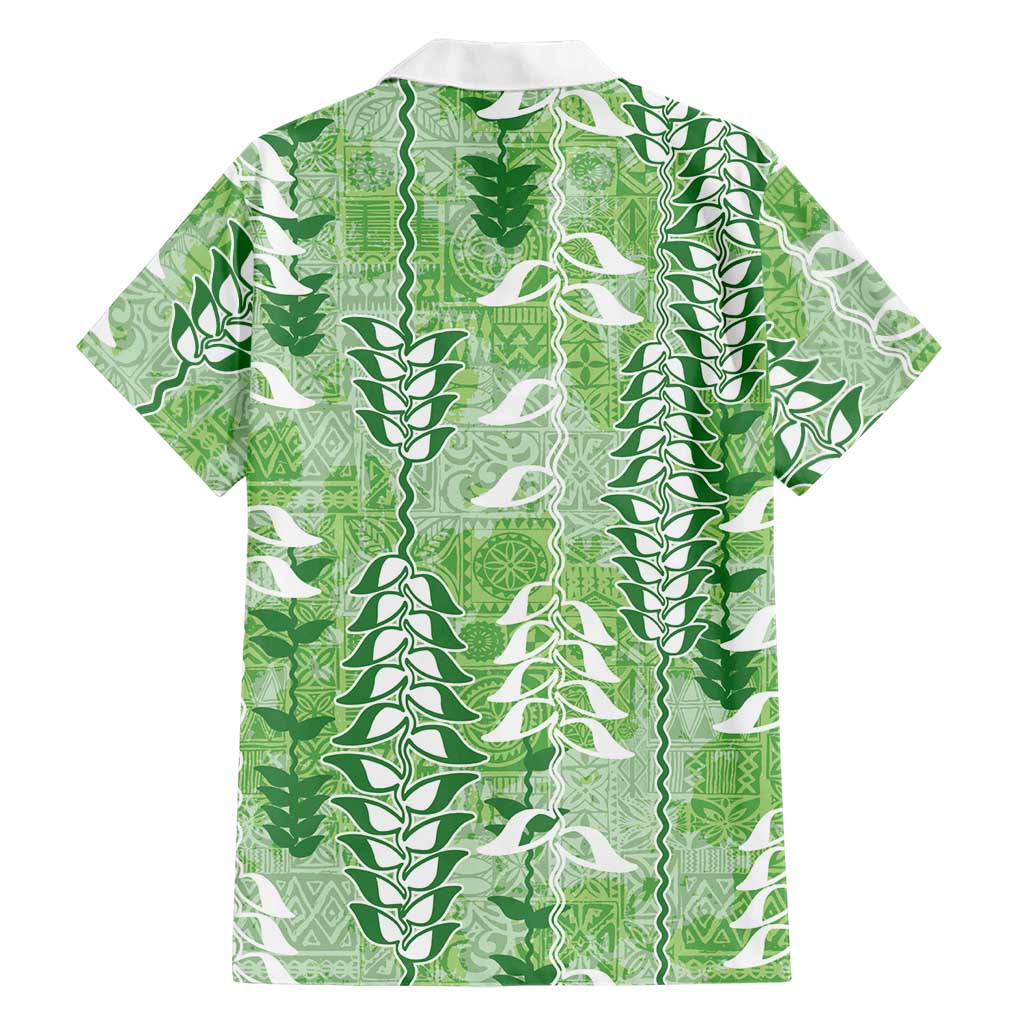 Green Hawaii Tapa Pattern Family Matching Tank Maxi Dress and Hawaiian Shirt With Heliconia Vintage Style LT05 - Polynesian Pride