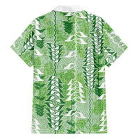 Green Hawaii Tapa Pattern Family Matching Tank Maxi Dress and Hawaiian Shirt With Heliconia Vintage Style LT05 - Polynesian Pride