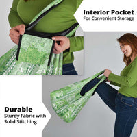 Green Hawaii Tapa Pattern Grocery Bag With Heliconia Vintage Style