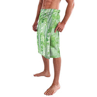 Green Hawaii Tapa Pattern Lavalava With Heliconia Vintage Style