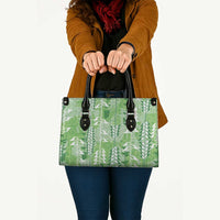Green Hawaii Tapa Pattern Leather Bag With Heliconia Vintage Style