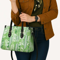 Green Hawaii Tapa Pattern Leather Bag With Heliconia Vintage Style