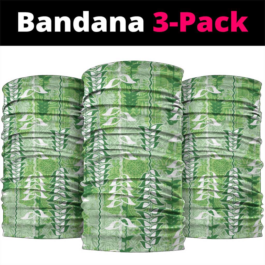 Green Hawaii Tapa Pattern Neck Gaiter With Heliconia Vintage Style