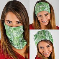Green Hawaii Tapa Pattern Neck Gaiter With Heliconia Vintage Style