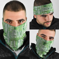 Green Hawaii Tapa Pattern Neck Gaiter With Heliconia Vintage Style
