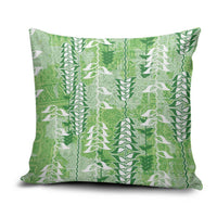 Green Hawaii Tapa Pattern Pillow Cover With Heliconia Vintage Style