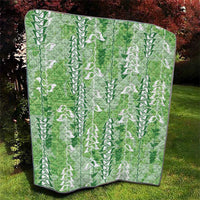 Green Hawaii Tapa Pattern Quilt With Heliconia Vintage Style