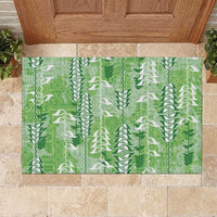 Green Hawaii Tapa Pattern Rubber Doormat With Heliconia Vintage Style