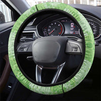 Green Hawaii Tapa Pattern Steering Wheel Cover With Heliconia Vintage Style
