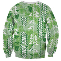 Green Hawaii Tapa Pattern Sweatshirt With Heliconia Vintage Style
