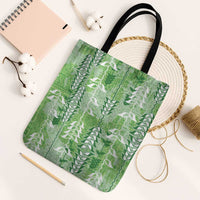 Green Hawaii Tapa Pattern Tote Bag With Heliconia Vintage Style