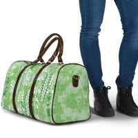Green Hawaii Tapa Pattern Travel Bag With Heliconia Vintage Style