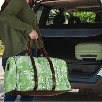 Green Hawaii Tapa Pattern Travel Bag With Heliconia Vintage Style
