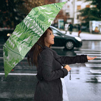 Green Hawaii Tapa Pattern Umbrella With Heliconia Vintage Style
