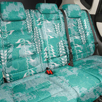 Teal Hawaii Tapa Pattern Back Car Seat Cover With Heliconia Vintage Style