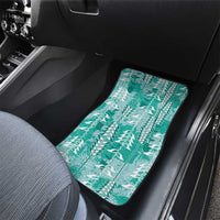 Teal Hawaii Tapa Pattern Car Mats With Heliconia Vintage Style