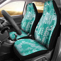 Teal Hawaii Tapa Pattern Car Seat Cover With Heliconia Vintage Style