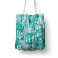 Teal Hawaii Tapa Pattern Tote Bag With Heliconia Vintage Style
