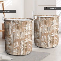 Beige Hawaii Tapa Pattern Laundry Basket With Heliconia Vintage Style