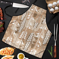Beige Hawaii Tapa Pattern Apron With Heliconia Vintage Style