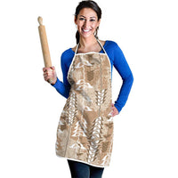 Beige Hawaii Tapa Pattern Apron With Heliconia Vintage Style