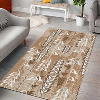 Beige Hawaii Tapa Pattern Area Rug With Heliconia Vintage Style