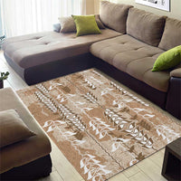 Beige Hawaii Tapa Pattern Area Rug With Heliconia Vintage Style