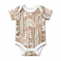 Beige Hawaii Tapa Pattern Baby Onesie With Heliconia Vintage Style LT05 Beige - Polynesian Pride