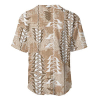 Beige Hawaii Tapa Pattern Baseball Jersey With Heliconia Vintage Style