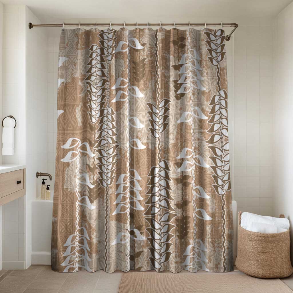 Beige Hawaii Tapa Pattern Bathroom Set With Heliconia Vintage Style