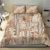 Beige Hawaii Tapa Pattern Bedding Set With Heliconia Vintage Style