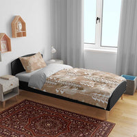 Beige Hawaii Tapa Pattern Bedding Set With Heliconia Vintage Style