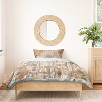 Beige Hawaii Tapa Pattern Bedding Set With Heliconia Vintage Style