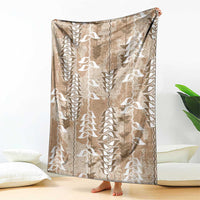 Beige Hawaii Tapa Pattern Blanket With Heliconia Vintage Style