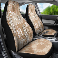 Beige Hawaii Tapa Pattern Car Seat Cover With Heliconia Vintage Style