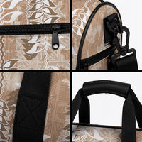 Beige Hawaii Tapa Pattern Duffle Bag With Heliconia Vintage Style LT05 - Polynesian Pride