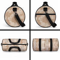 Beige Hawaii Tapa Pattern Duffle Bag With Heliconia Vintage Style LT05 - Polynesian Pride