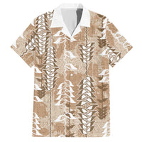 Beige Hawaii Tapa Pattern Hawaiian Shirt With Heliconia Vintage Style